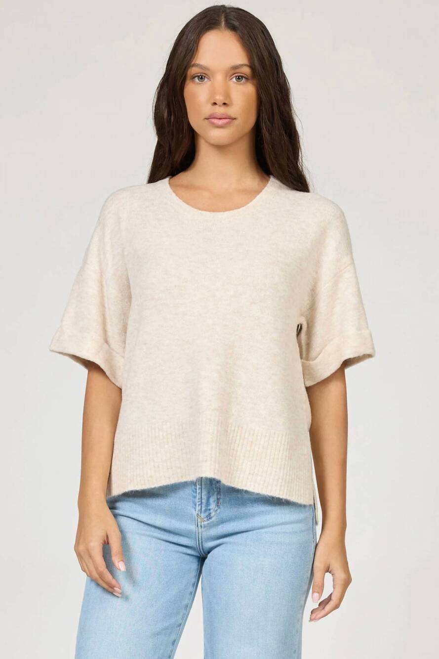 NEW DEAR JOHN DENIM catrina sweater in heather oatmeal